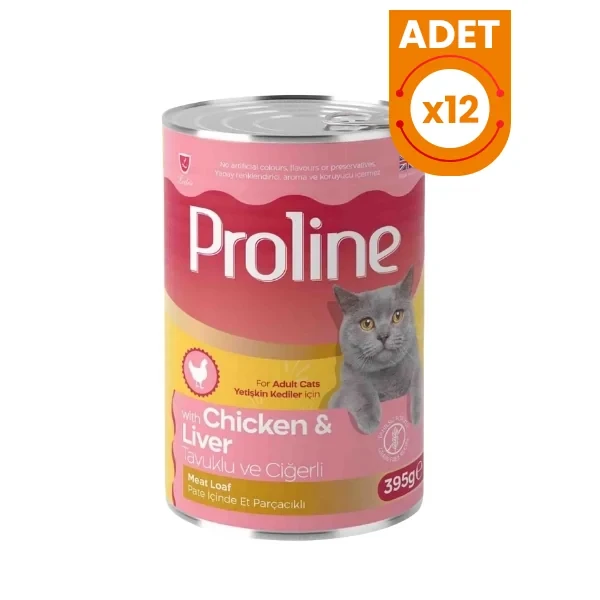 Proline Pate İçinde Et Parçacıklı Tavuklu ve Ciğerli Yetişkin Konserve Kedi Maması