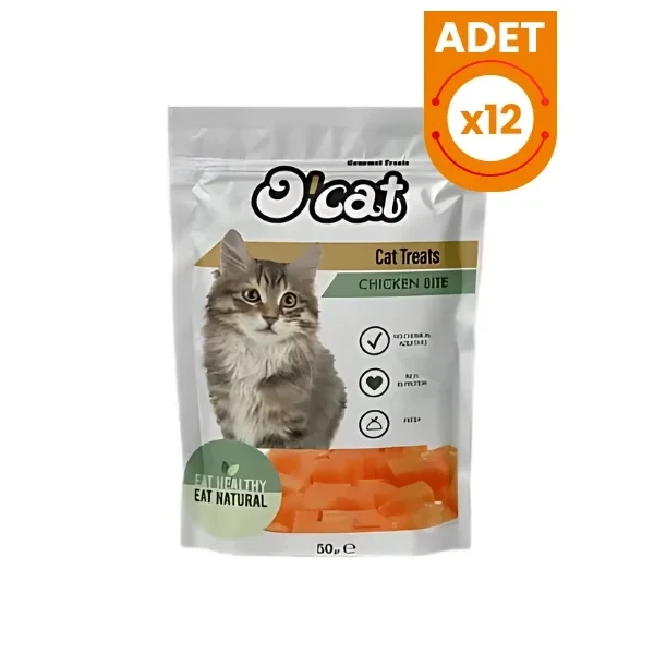 O Cat Tavuk Eti Küpleri Kurutulmuş Kedi Ödül Maması